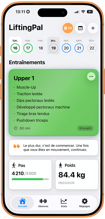 LiftingPal app on iPhone